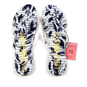 Sam & Libby Blue Floral Print Flip Flops